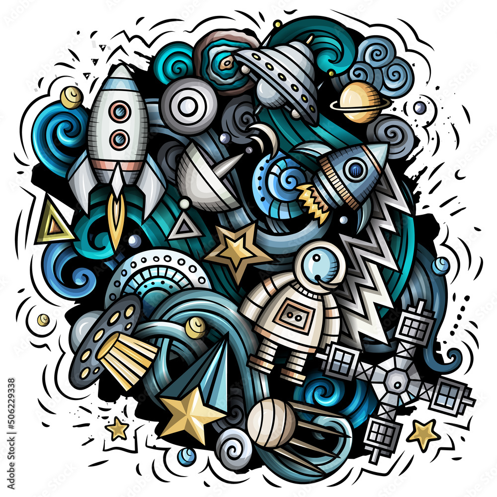 Space cartoon vector illustration