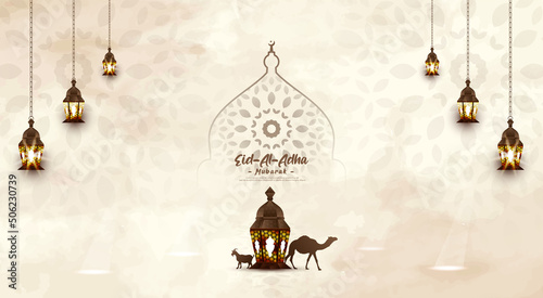 Eid al Adha Mubarak Islamic festival social media banner and Eid Mubarak Post Template