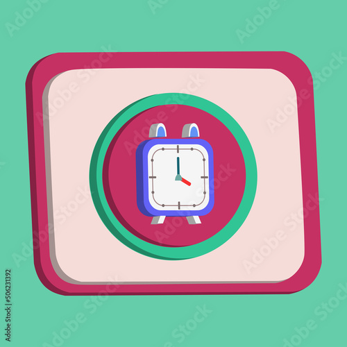 3D clock icon button vector pink background, best for property design images, editable colors, popular vector