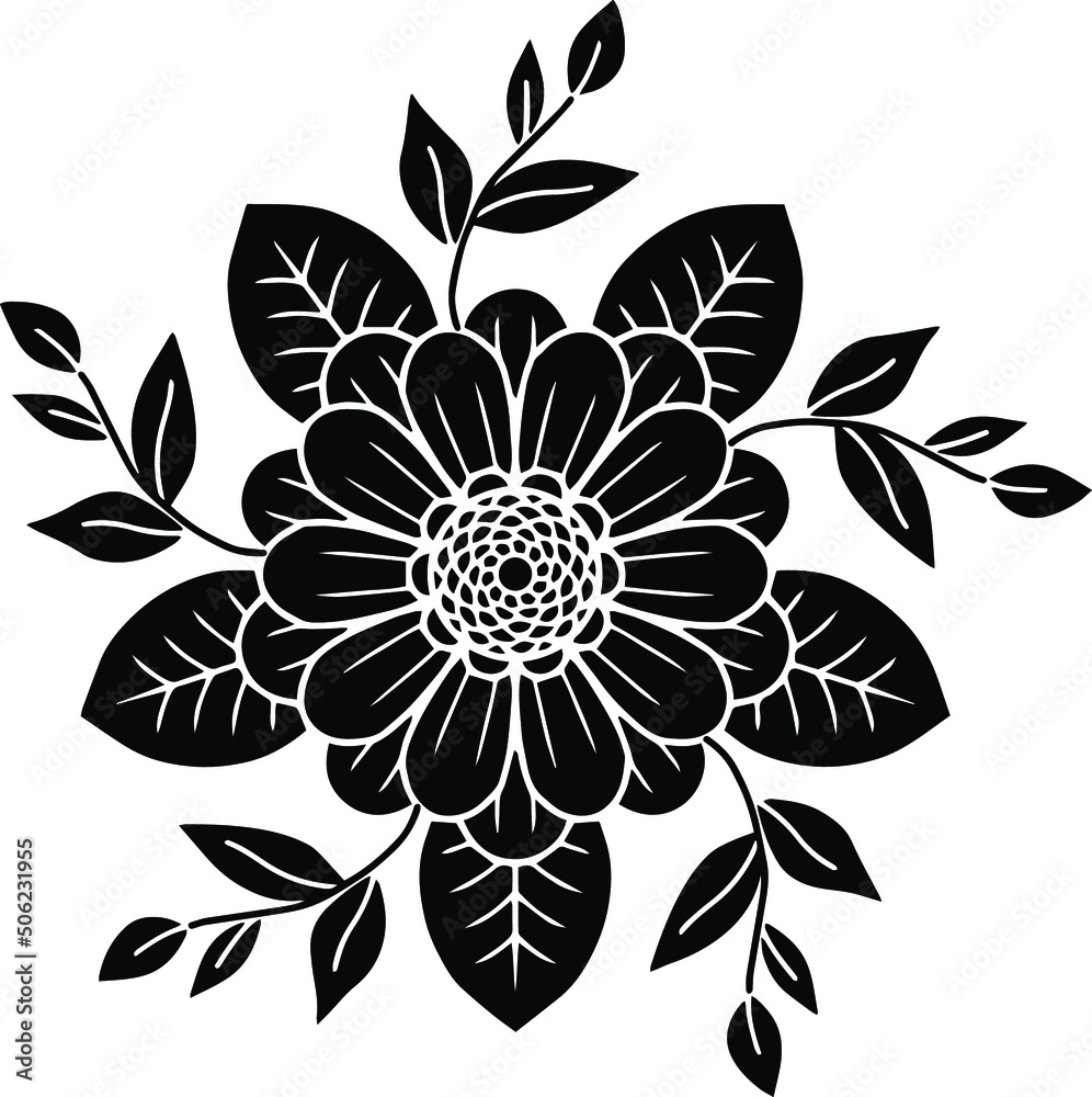 Vector Sun Flower Silhouette Design
