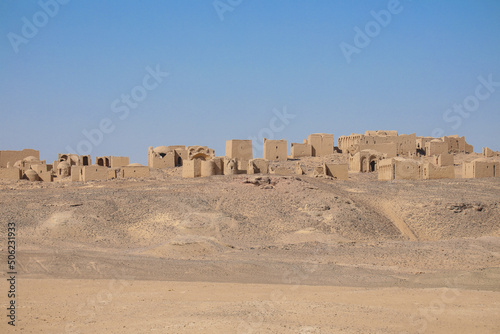 Panoramic View to an ancient Christian cemetery in El Bagawat  one of the oldest in the world  which functioned at the Kharga Oasis in southern-central Egypt