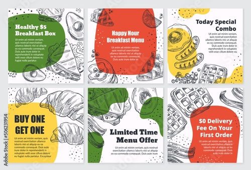 Breakfast deal promo at social media banner set