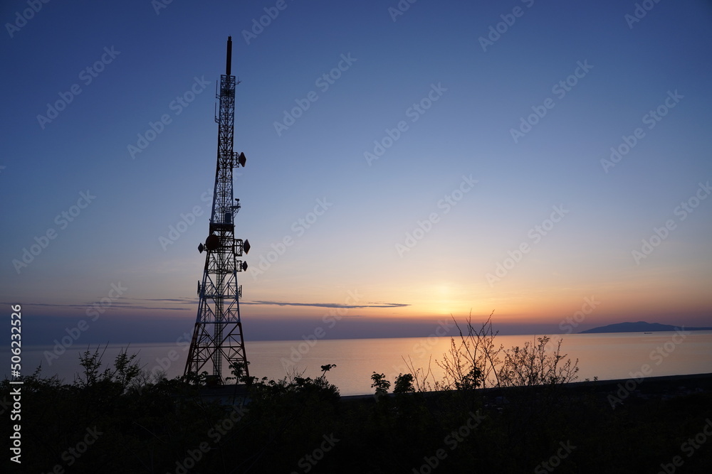 男鹿半島が見える夕日
