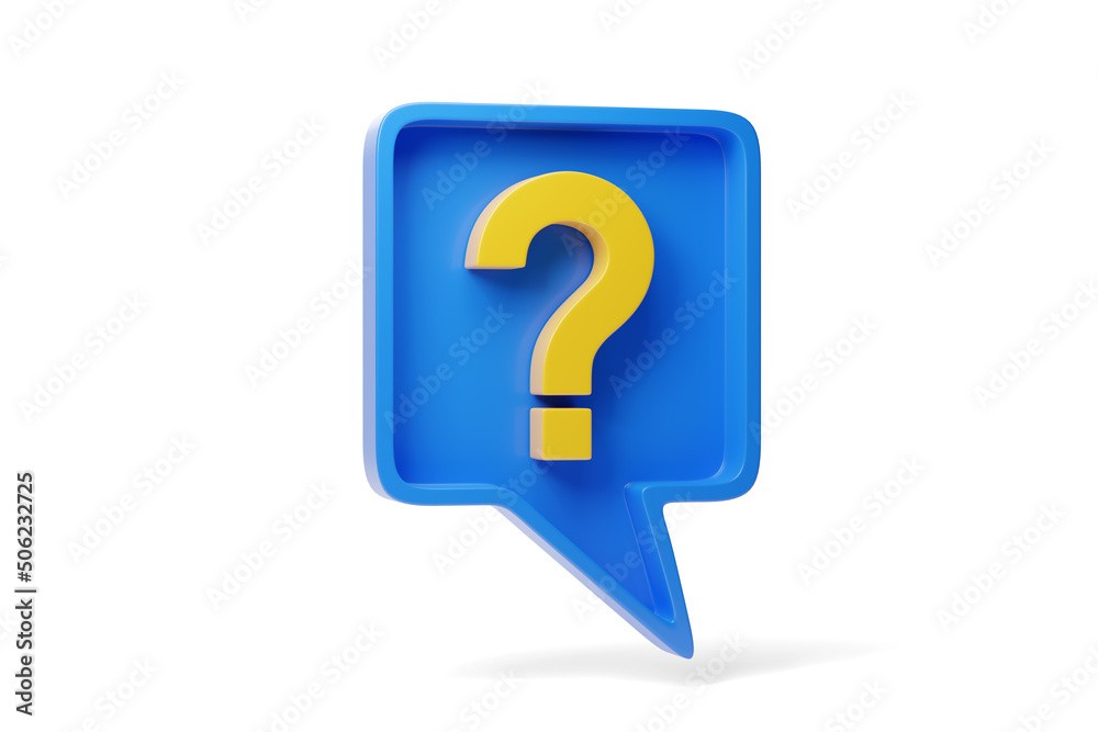 Speech balloon with a question mark isolated on white background. 3d illustration. Speech balloon with a question mark isolated on white background. 3d illustration.