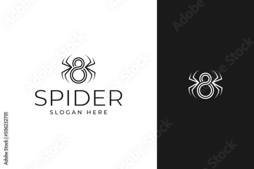simple minimal spider logo design with line art style