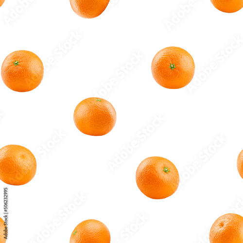 mandarin, tangerine isolated on white background, SEAMLESS, PATTERN