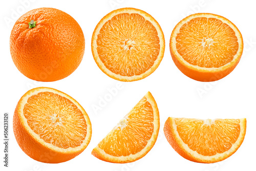 juicy orange isolated on white background, clipping path, full depth of field
