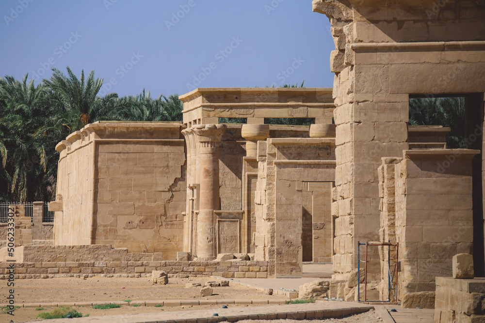 Interesting View to the Brick Walls of the Ancient Persian Temple of Hibis ruins at Kharga oasis, Egypt