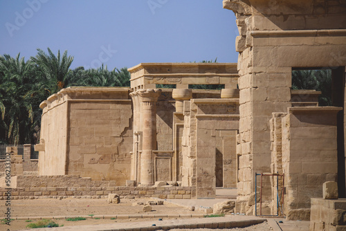 Interesting View to the Brick Walls of the Ancient Persian Temple of Hibis ruins at Kharga oasis, Egypt photo