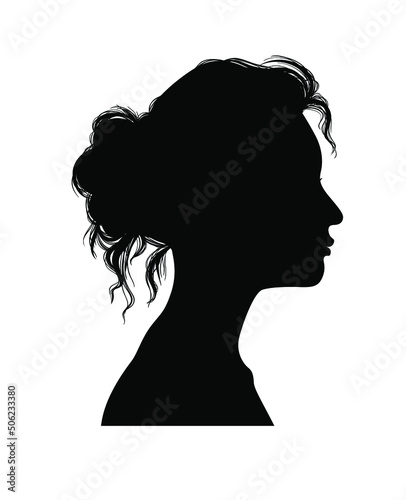 Silhouette of beautiful profile of female head concept beauty and fashion