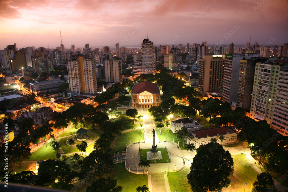 Stockfoto Sunset view of Praça da República and Teatro da Paz, theatre of  neoclassical architecture and important tourist attraction of Belém do  Pará, metropolis of the Brazilian Amazon. July, 2009. | Adobe Stock