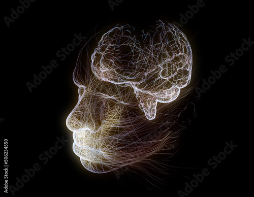 Fototapeta Naklejka Na Ścianę i Meble -  How the brain works. Synapses and neurons. Connections. Take care of your brain, stimuli and ideas. Degenerative diseases, Parkinson's and Alzheimer's. 3d rendering