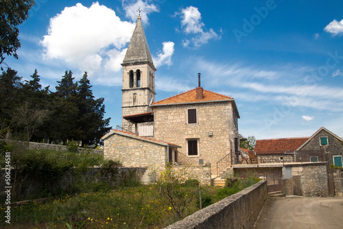 Old church of saint Kuzma and Damjan in Dracevica vilage in island Brac Croatia photo