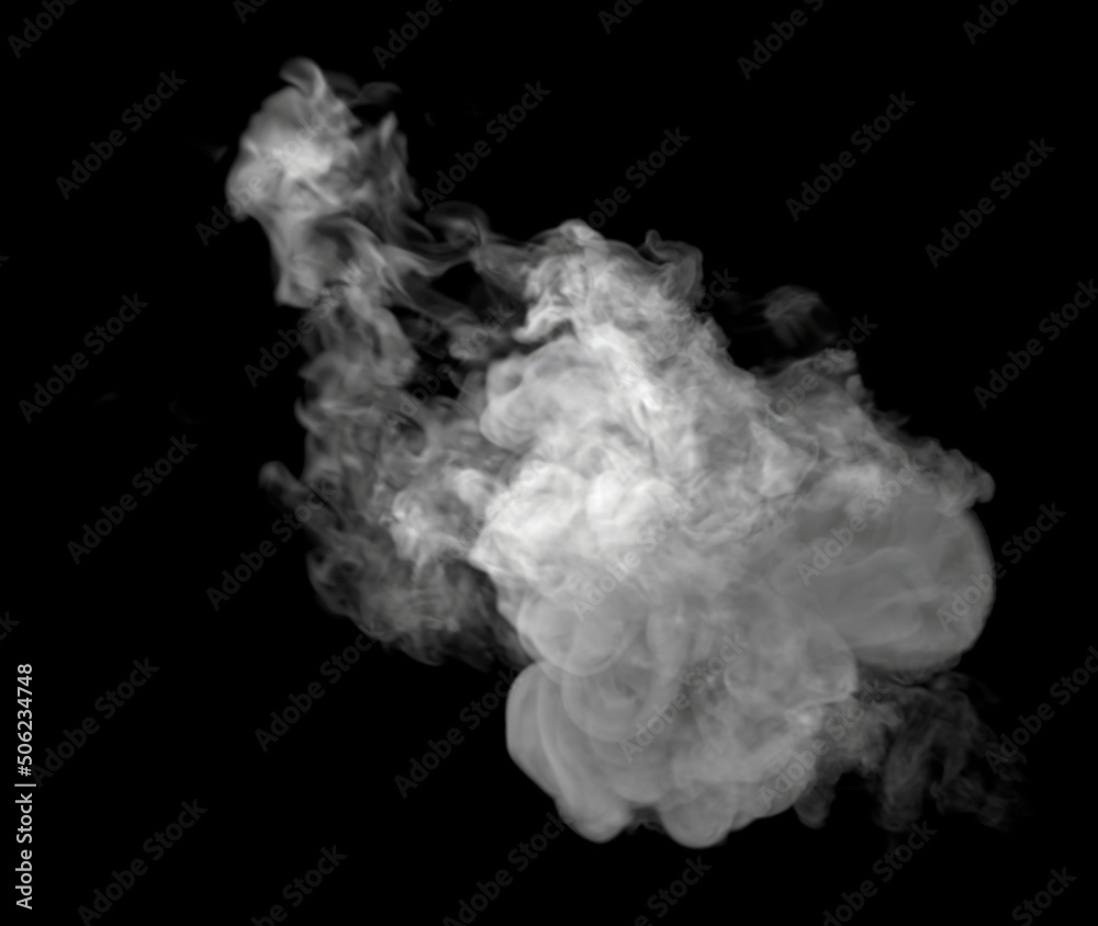 Bottom View of Wispy and Swirly White Medium Smoke cloud on black Bottom View of Wispy and Swirly White Medium Smoke cloud on black