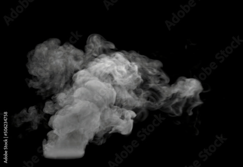 Wispy and very Swirly White Medium Sized Smoke cloud on black