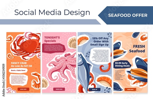 Seafood restaurant offer at social media set