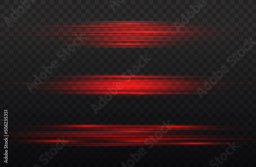 Horizontal light rays, flash red horizontal line