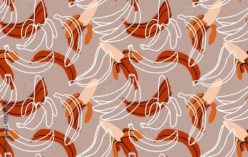 Seamless yellow banana pattern design, hand drawn banana pattern template vector. vector illustration