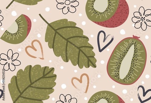 seamless pattern with fresh kiwi fruit. vector illustration