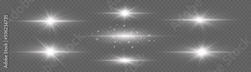 horizontal white light rays star flashes, sun rays