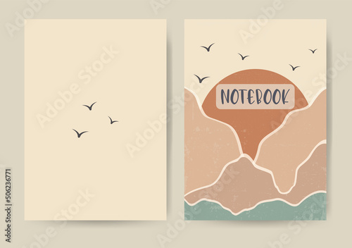 Cover design with textured mountain landscape. Size A4