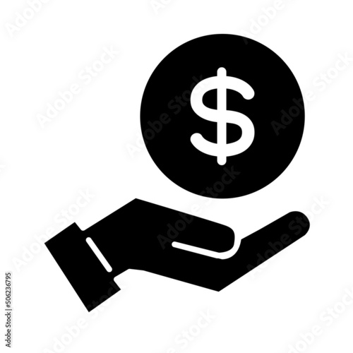 financial investment icon  saving money  salary  holding dollar  line symbol on white background