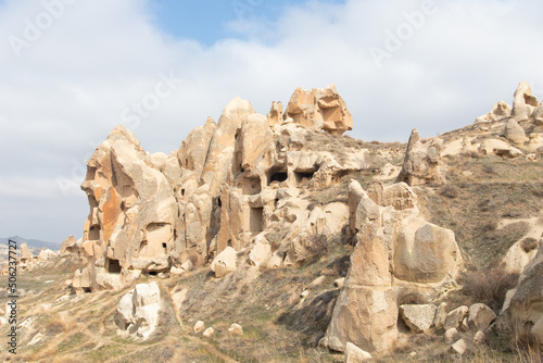 Rocks with cave houses at Goreme national park Turkey