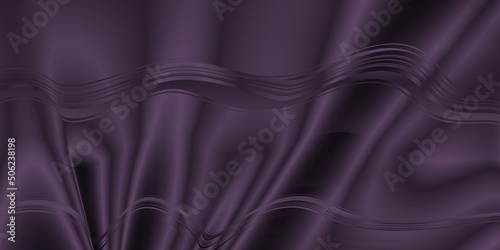 Abstract luxury background with dark lilac wavy fabric.. Vector 3d illustration. Draped silky textile for poster ,banner design.