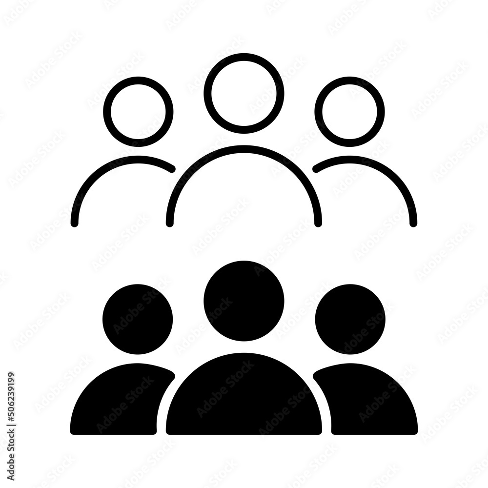 person line icon, person sketch and solid vector illustration, isolated group linear pictogram in black person line icon, person sketch and solid vector illustration, isolated group linear pictogram in black
