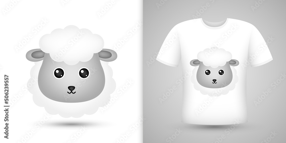 Obraz premium Sheep head on white shirt