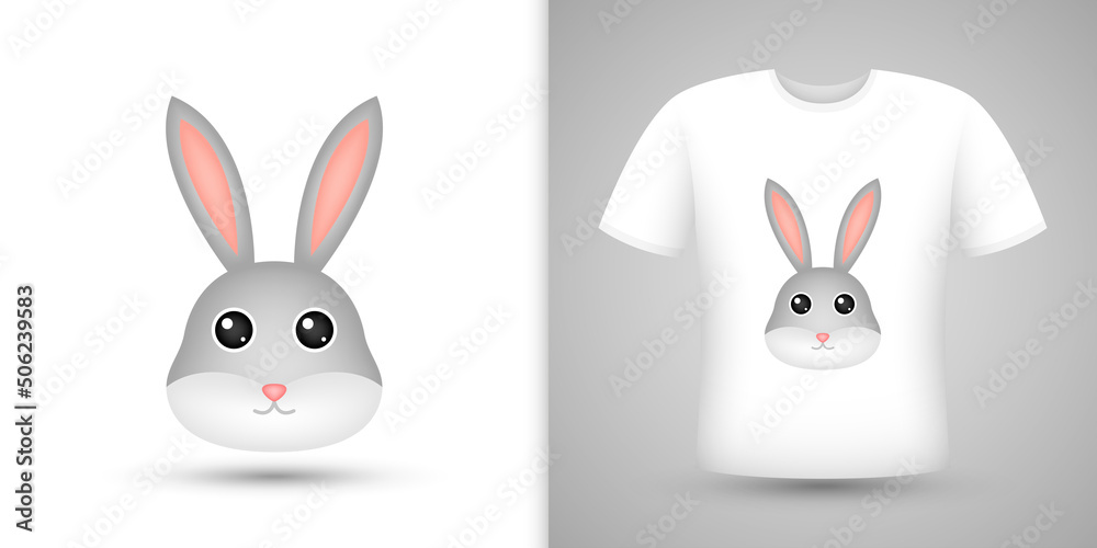 Fototapeta premium Rabbit head on white shirt