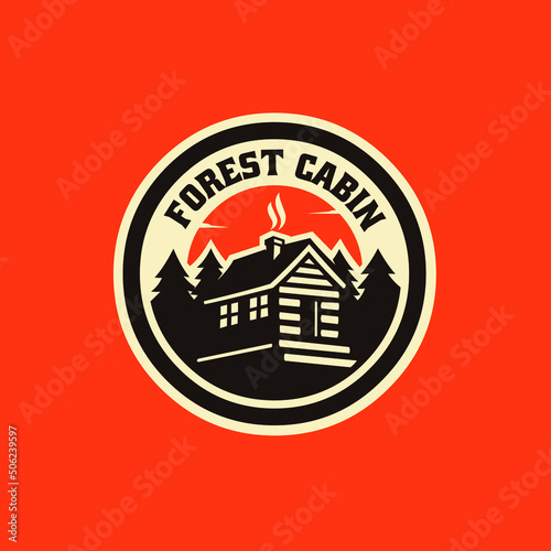 Outdoor Forest Cabin Emblem Ready Made Logo Vector Isolated