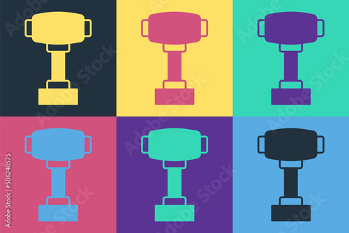 Pop art Gear shifter icon isolated on color background. Manual transmission icon. Vector