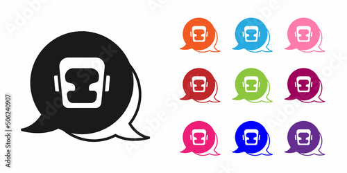 Black Boxing helmet icon isolated on white background. Set icons colorful. Vector