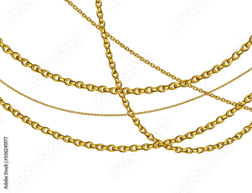 Gold necklaces Isolated on white Fototapeta