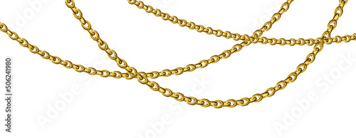Gold necklaces Isolated on white. Golden chain vector illustration. Golden necklace for ads, flyers, web site, sale banners.  photo