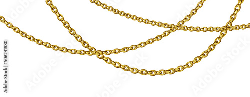 Gold necklaces Isolated on white. Golden chain vector illustration. Golden necklace for ads, flyers, web site, sale banners. 