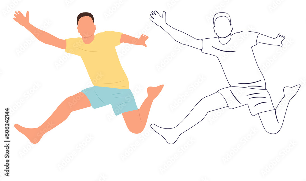 man jumping flat design, isolated, vector