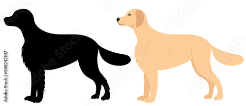 dog flat design, silhouette, isolated, vector © zolotons