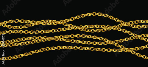 Gold necklaces Isolated on black. Golden chain vector illustration. Golden necklace for ads, flyers, web site, sale banners.	
