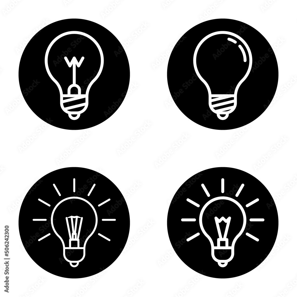Bulb1-2cg+ Flat Icon Set Isolated On White Background Bulb1-2cg+ Flat Icon Set Isolated On White Background