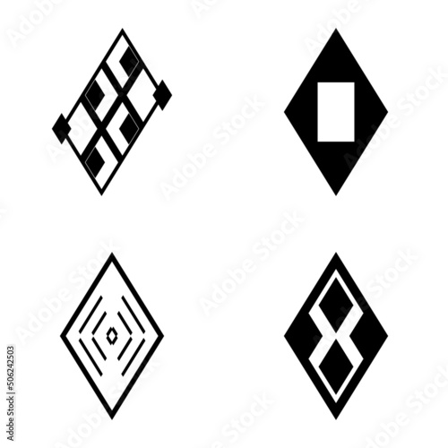 Rhombus2 Flat Icon Set Isolated On White Background