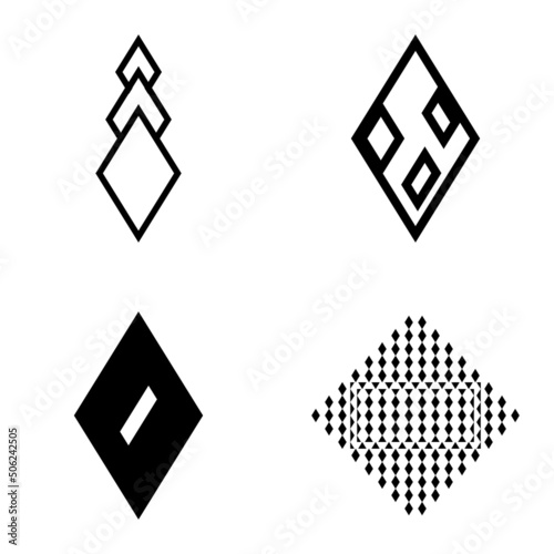 Rhombus2 Flat Icon Set Isolated On White Background