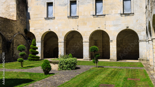 Cognac  France - April 25  2022  Courtyard of old building tourist office Cognac in Charente France