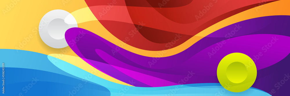 Abstract colorful polygon banner design template. Colorful tech web banner with geometric shapes backdrop and gradient colors. Vector graphic design banner pattern presentation background.