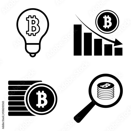 Bitcoins1-2 Flat Icon Set Isolated On White Background