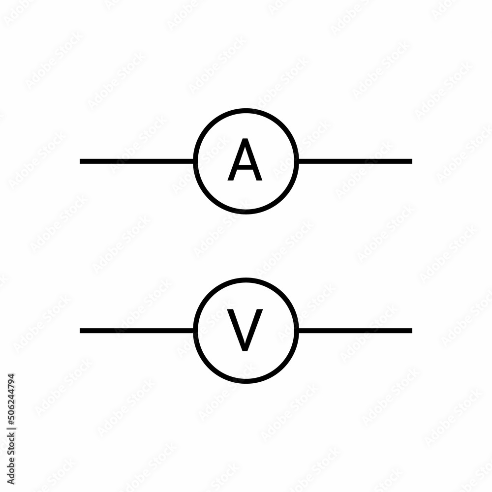 electronic symbol of ammeter and voltlmeter vector illustration Stock