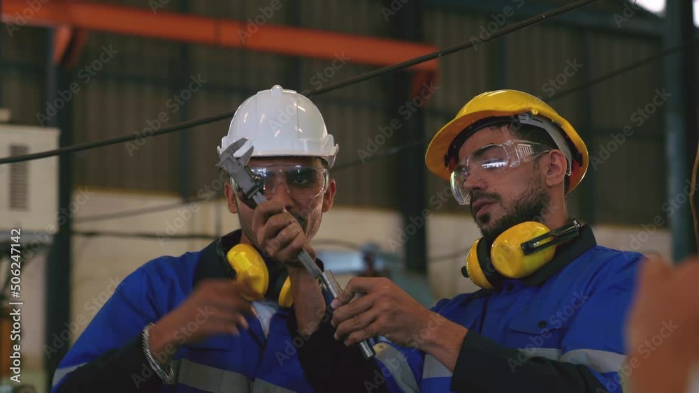 Video Stock Engineer and leader worker happiness to use Vernier ...