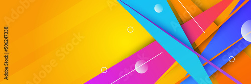 Colorful web banner concept with push button. Collection of horizontal promotion banners with gradient colors and abstract dynamic shapes. Header design for website. Vibrant background. photo