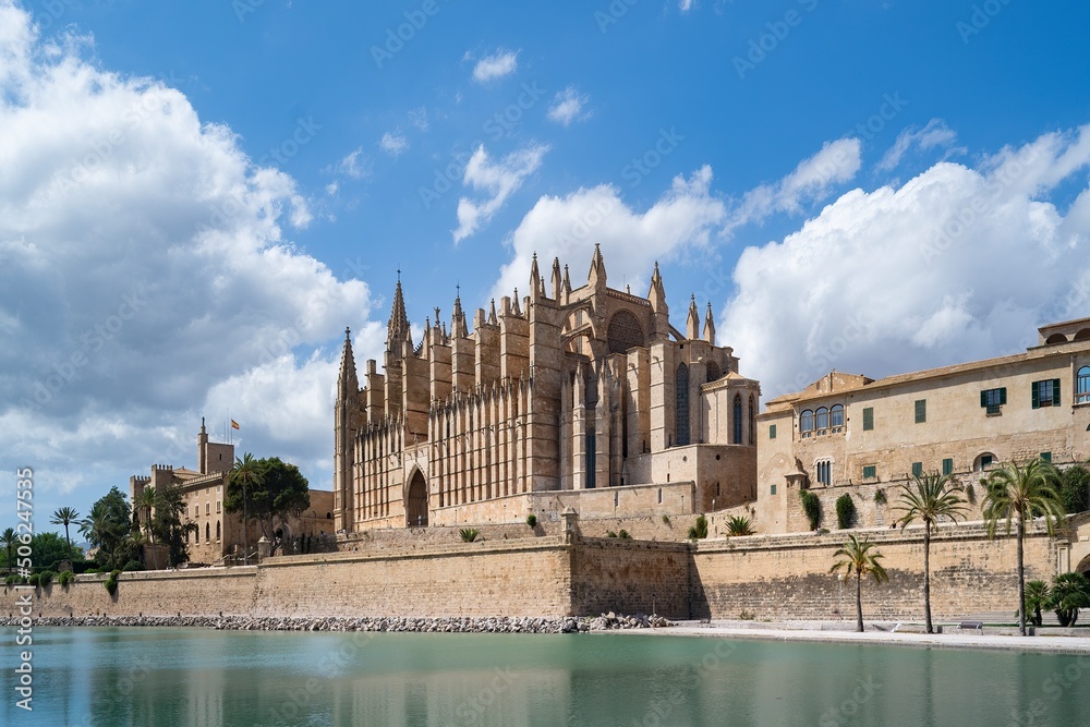 The gothic Cathedral La Seu at Palma de Mallorca islands, Spain